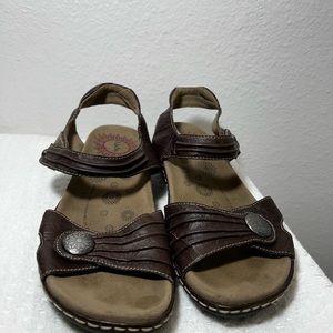 Taos Escape Brown Leather Adjustable Comfort Sandal Women's Shoe Size 10